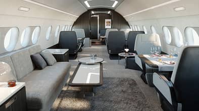 Airbus ACJ TwoTwenty Kabine.