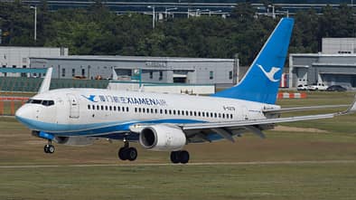 Landende Boeing 737 Xiamen Air in Seoul-Incheon