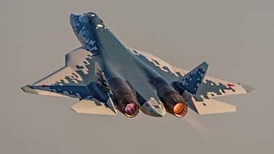 Russlands Super-Kampfjet Suchoi Su-57 in Aktion.