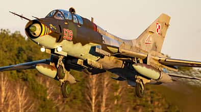 Die letzten Suchoi Su-22 in Polen in Aktion auf dem Fliegerhorst Miroslawiec.