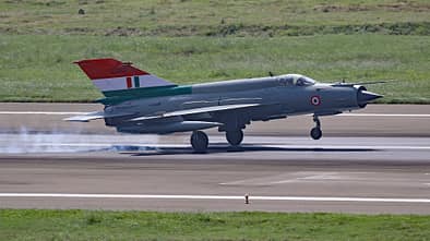 Indische MiG-21 bei der Abschiedszeremonie zu ihrem Dienstende.