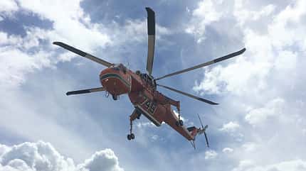 S-64, Erickson, Air Cran, Skycrane, Sikorsky Erickson (Sikorsky) S-64 Air Crane mit neuen Rotorblättern aus Verbundwerkstoffen.