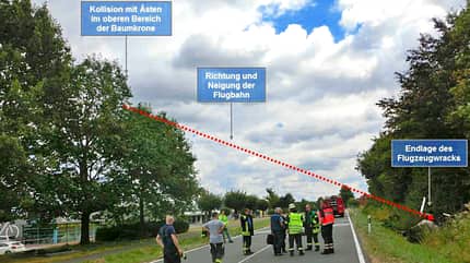 BFU, Flugunfall Melle, Unfallstelle