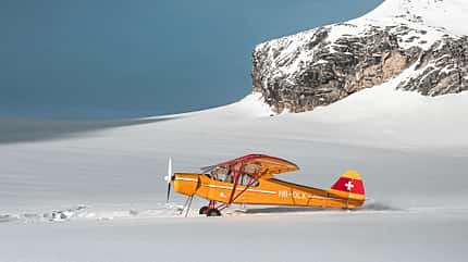 Piper, PA-18, Super Cub, Cub, Gletscherflug, Alpen, Alpin, Schweiz