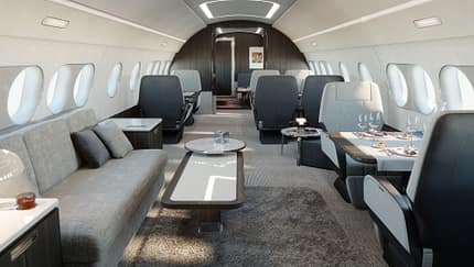 Airbus ACJ TwoTwenty Kabine.